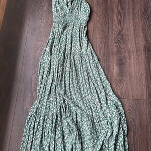 Angie Green Tiered Halter Maxi Sundress